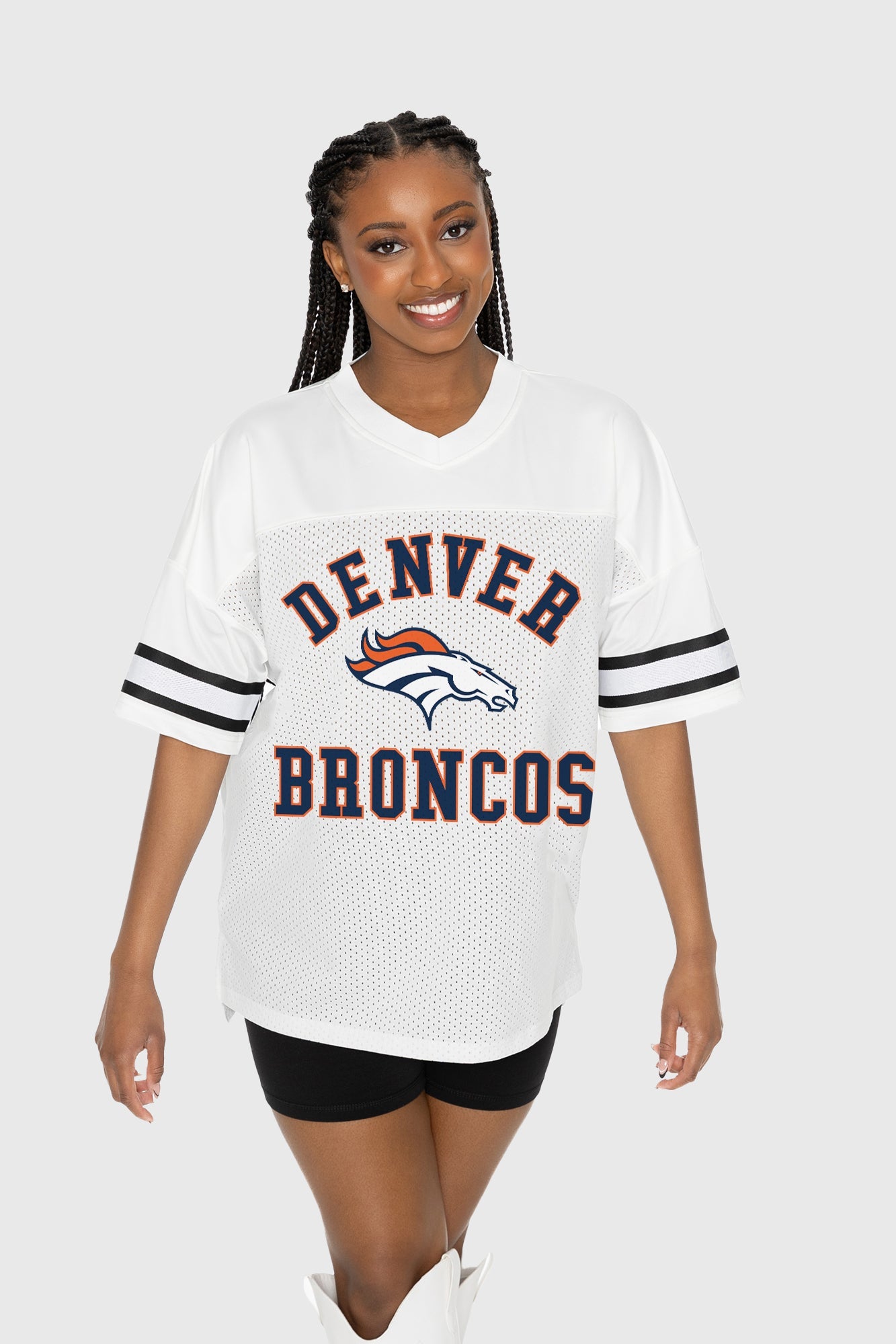 DENVER BRONCOS NEXT DOWN ICONIC OVERSIZED FASHION JERSEY BY RANDI MAHOMES