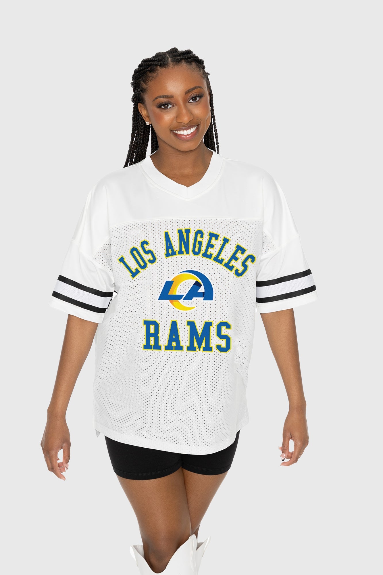 LOS ANGELES RAMS NEXT DOWN ICONIC OVERSIZED FASHION JERSEY BY RANDI MAHOMES