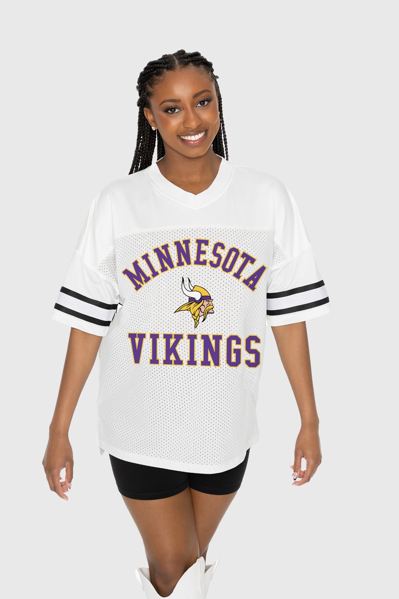 MINNESOTA VIKINGS NEXT DOWN ICONIC OVERSIZED FASHION JERSEY BY RANDI MAHOMES