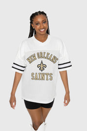 NEW ORLEANS SAINTS NEXT DOWN ICONIC OVERSIZED FASHION JERSEY BY RANDI MAHOMES