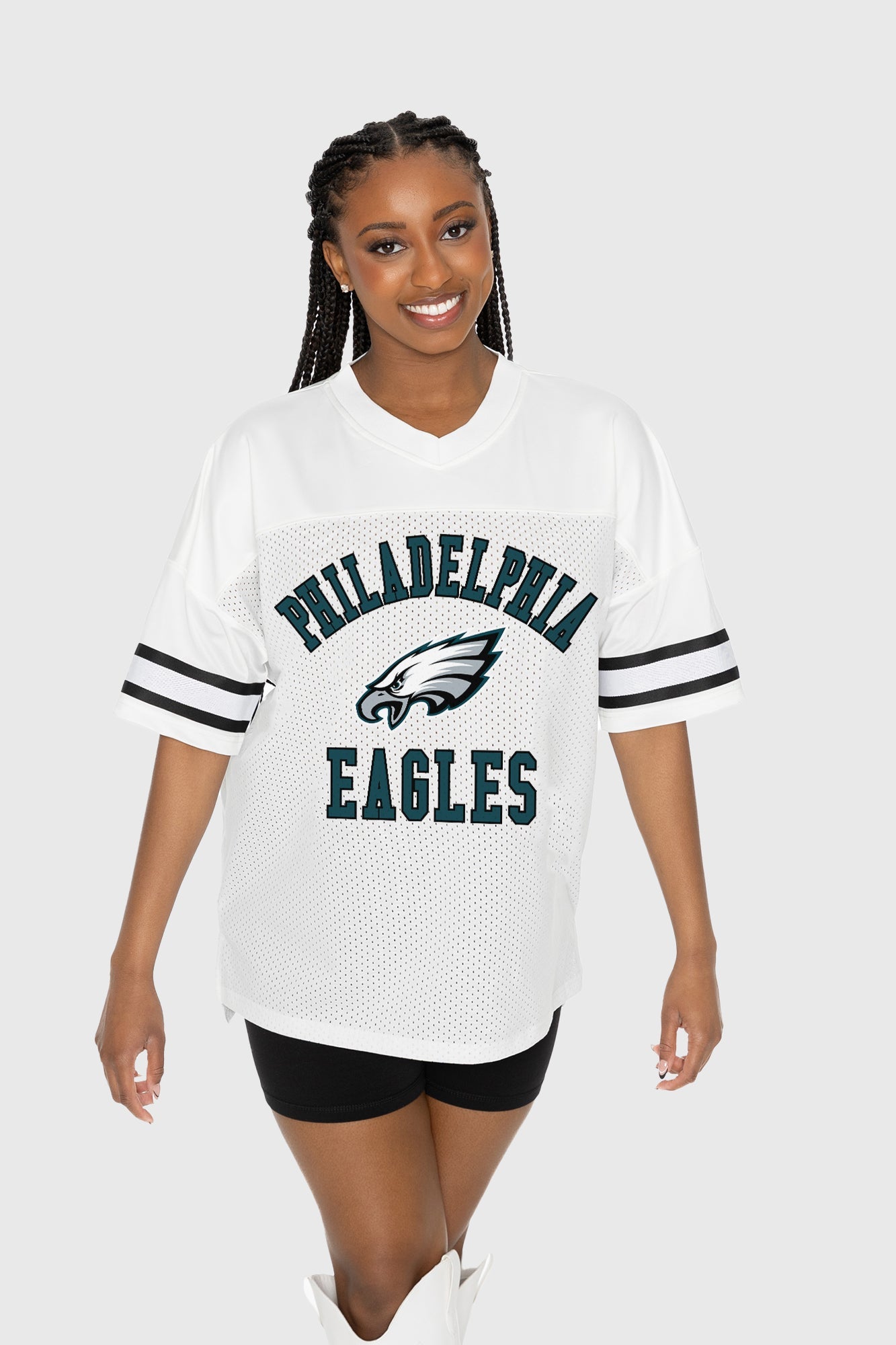 PHILADELPHIA EAGLES NEXT DOWN ICONIC OVERSIZED FASHION JERSEY BY RANDI MAHOMES