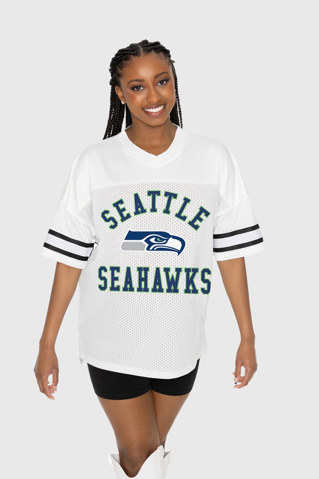 SEATTLE SEAHAWKS NEXT DOWN ICONIC OVERSIZED FASHION JERSEY BY RANDI MAHOMES
