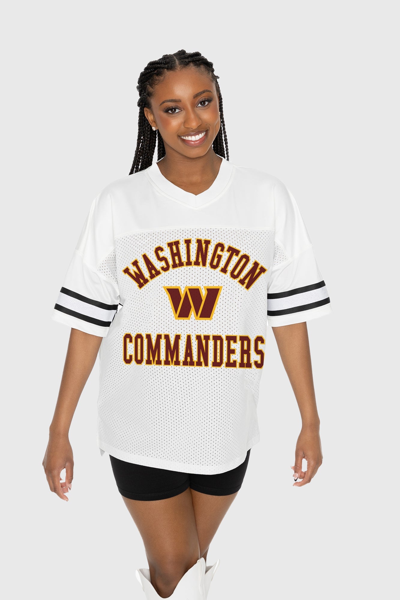 WASHINGTON COMMANDERS NEXT DOWN ICONIC OVERSIZED FASHION JERSEY BY RANDI MAHOMES