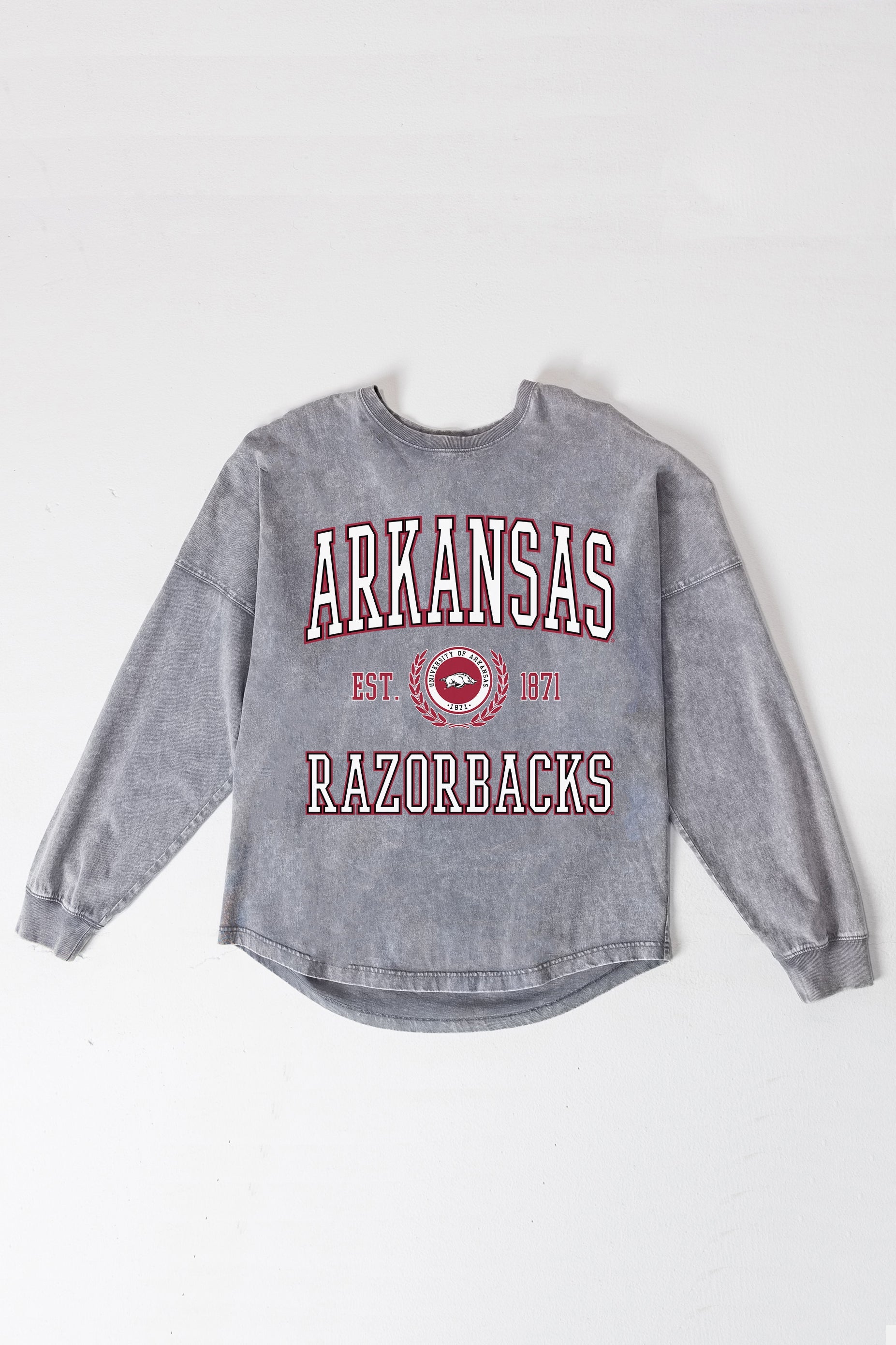 ARKANSAS RAZORBACKS FINAL SCORE FADED WASH PULLOVER
