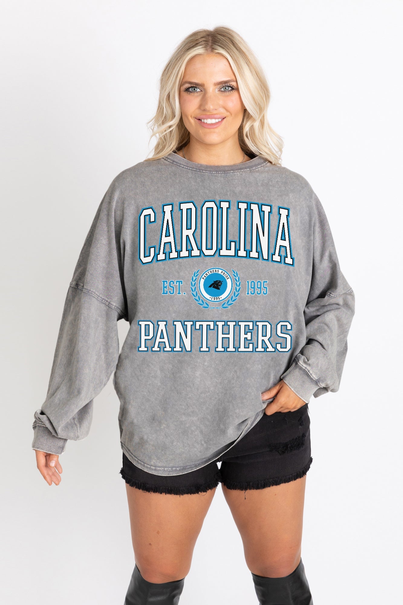 CAROLINA PANTHERS FINAL SCORE FADED WASH PULLOVER