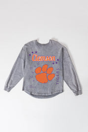 CLEMSON TIGERS STARBOUND OVERSIZED LONG SLEEVE SNOW WASH TEE