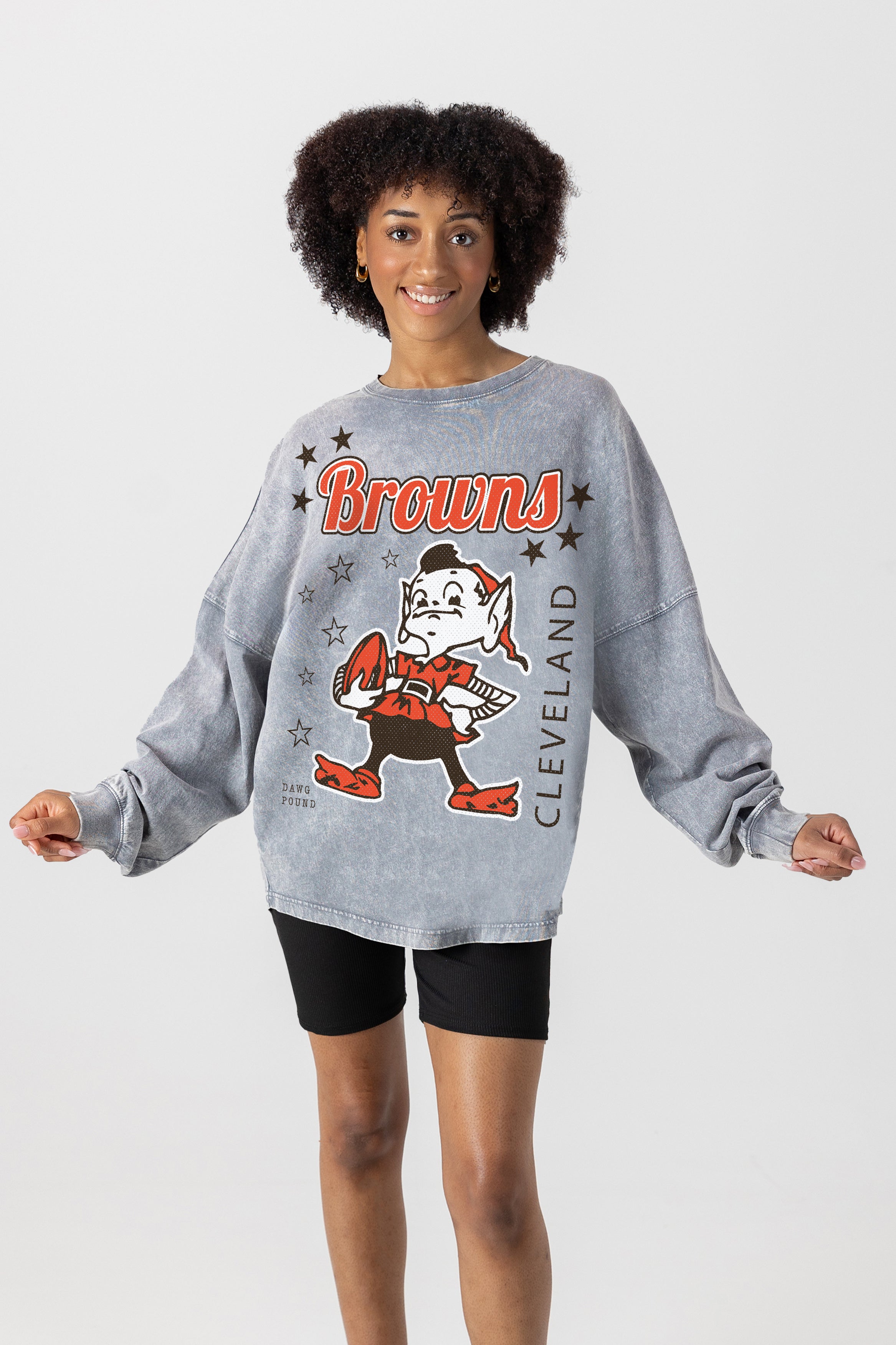 CLEVELAND BROWNS STARBOUND OVERSIZED LONG SLEEVE SNOW WASH TEE