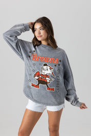 CLEVELAND BROWNS STARBOUND OVERSIZED LONG SLEEVE SNOW WASH TEE