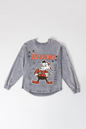 CLEVELAND BROWNS STARBOUND OVERSIZED LONG SLEEVE SNOW WASH TEE