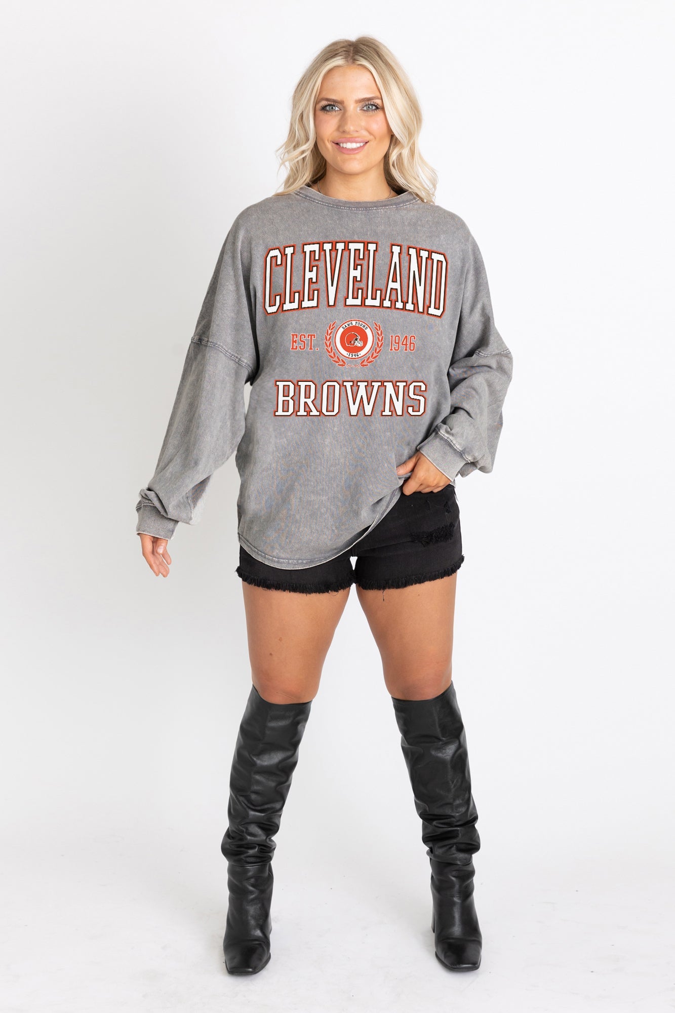 CLEVELAND BROWNS FINAL SCORE FADED WASH PULLOVER