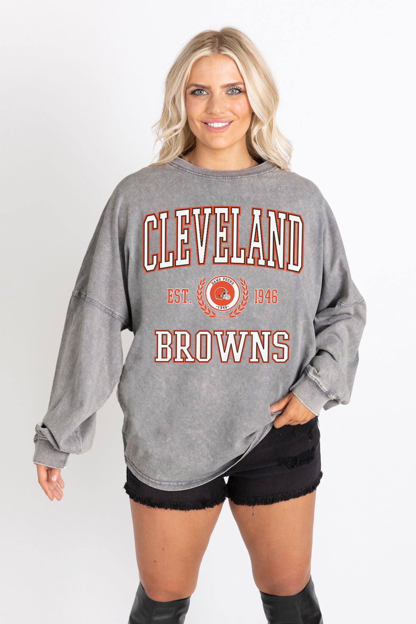 CLEVELAND BROWNS FINAL SCORE FADED WASH PULLOVER