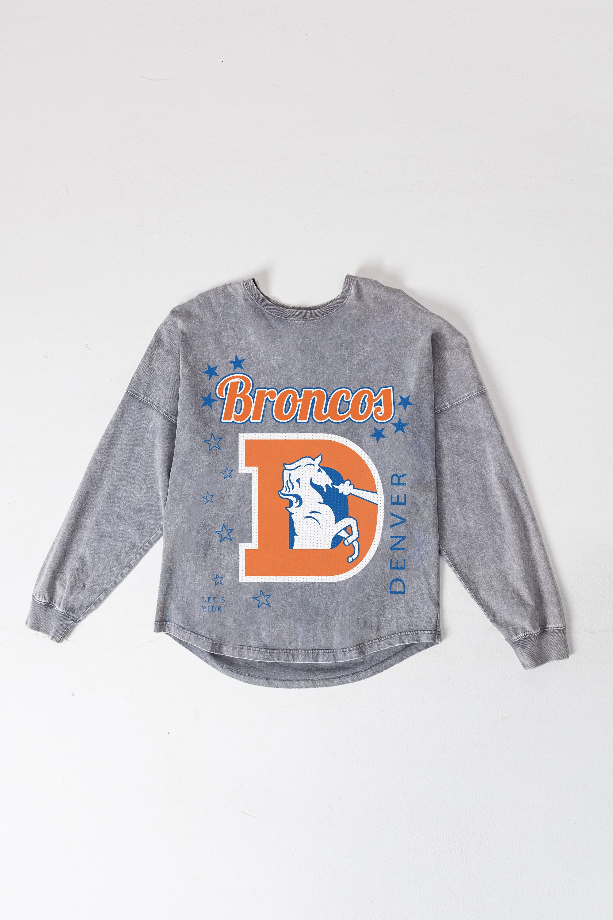 DENVER BRONCOS STARBOUND OVERSIZED LONG SLEEVE SNOW WASH TEE