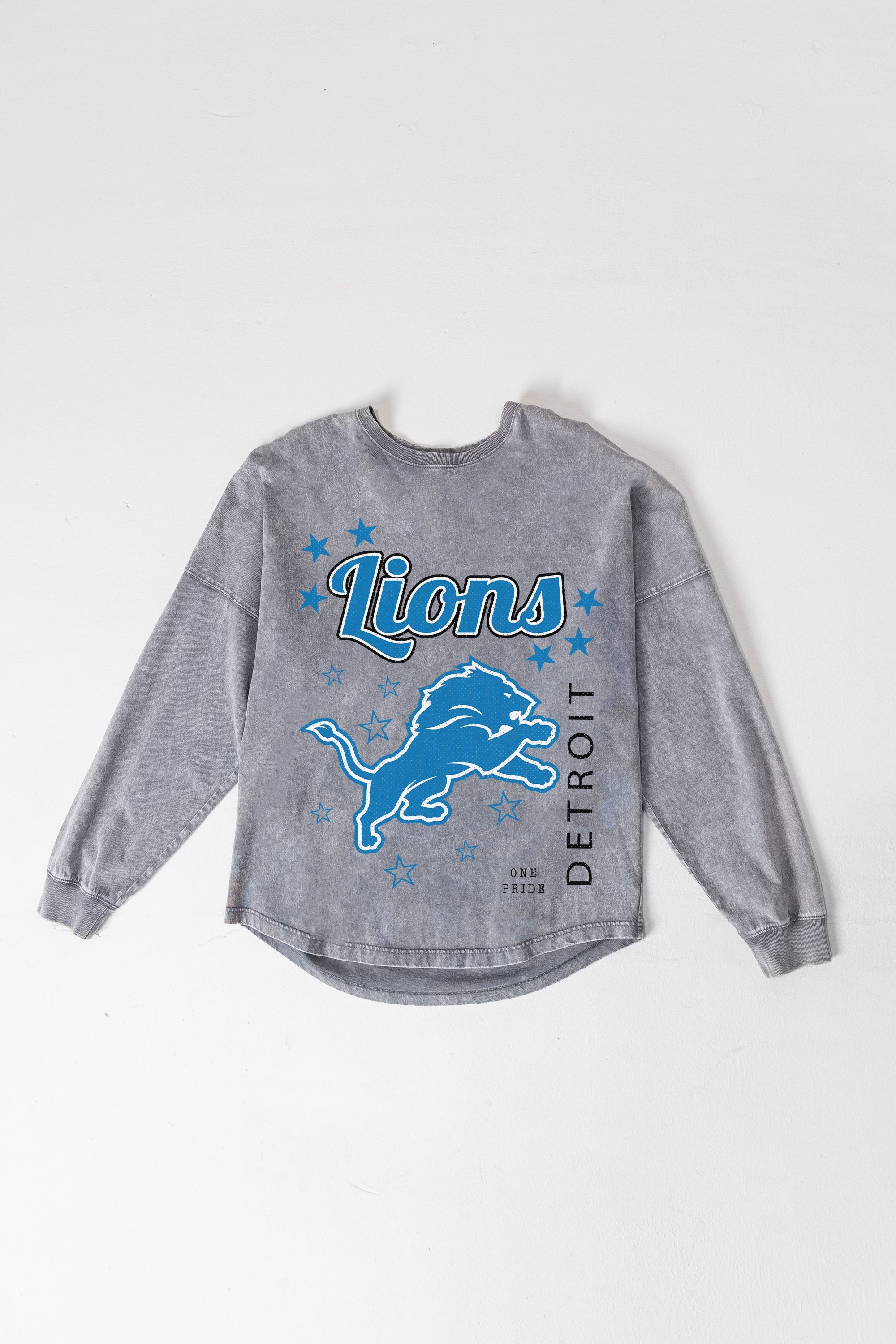 DETROIT LIONS STARBOUND OVERSIZED LONG SLEEVE SNOW WASH TEE