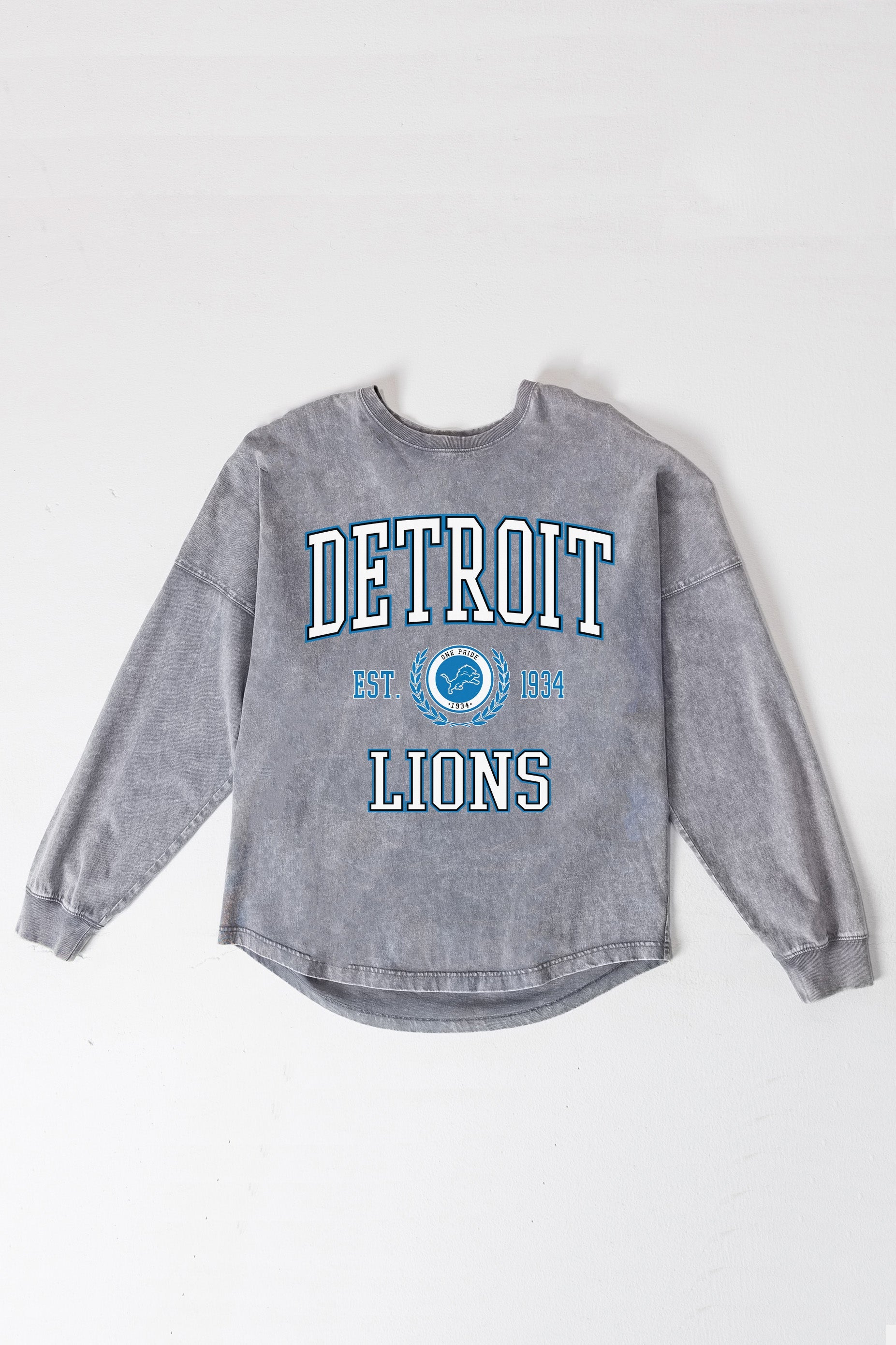 DETROIT LIONS FINAL SCORE FADED WASH PULLOVER