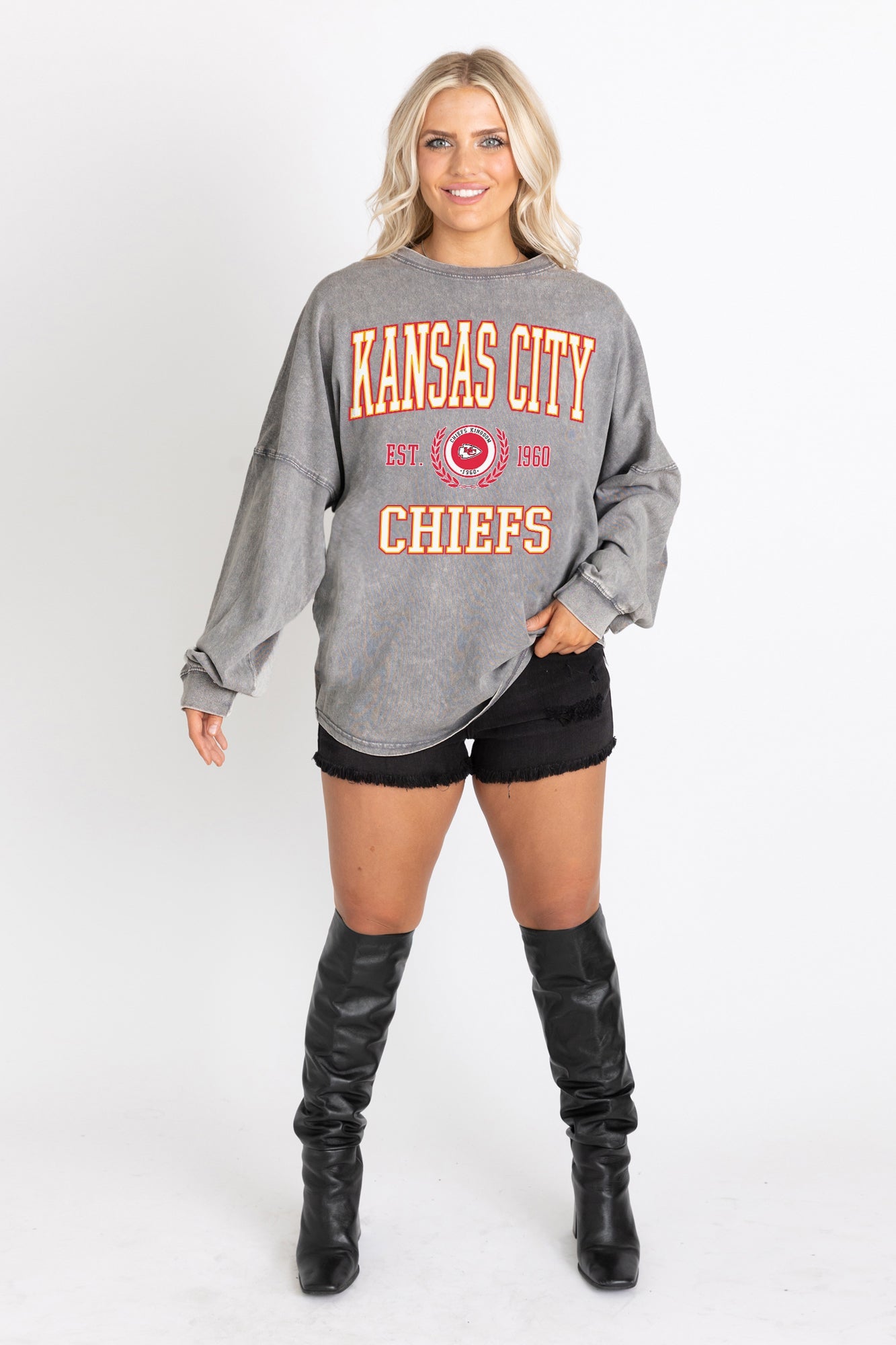 KANSAS CITY CHIEFS FINAL SCORE FADED WASH PULLOVER