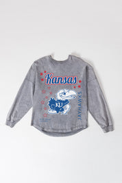 KANSAS JAYHAWKS STARBOUND OVERSIZED LONG SLEEVE SNOW WASH TEE