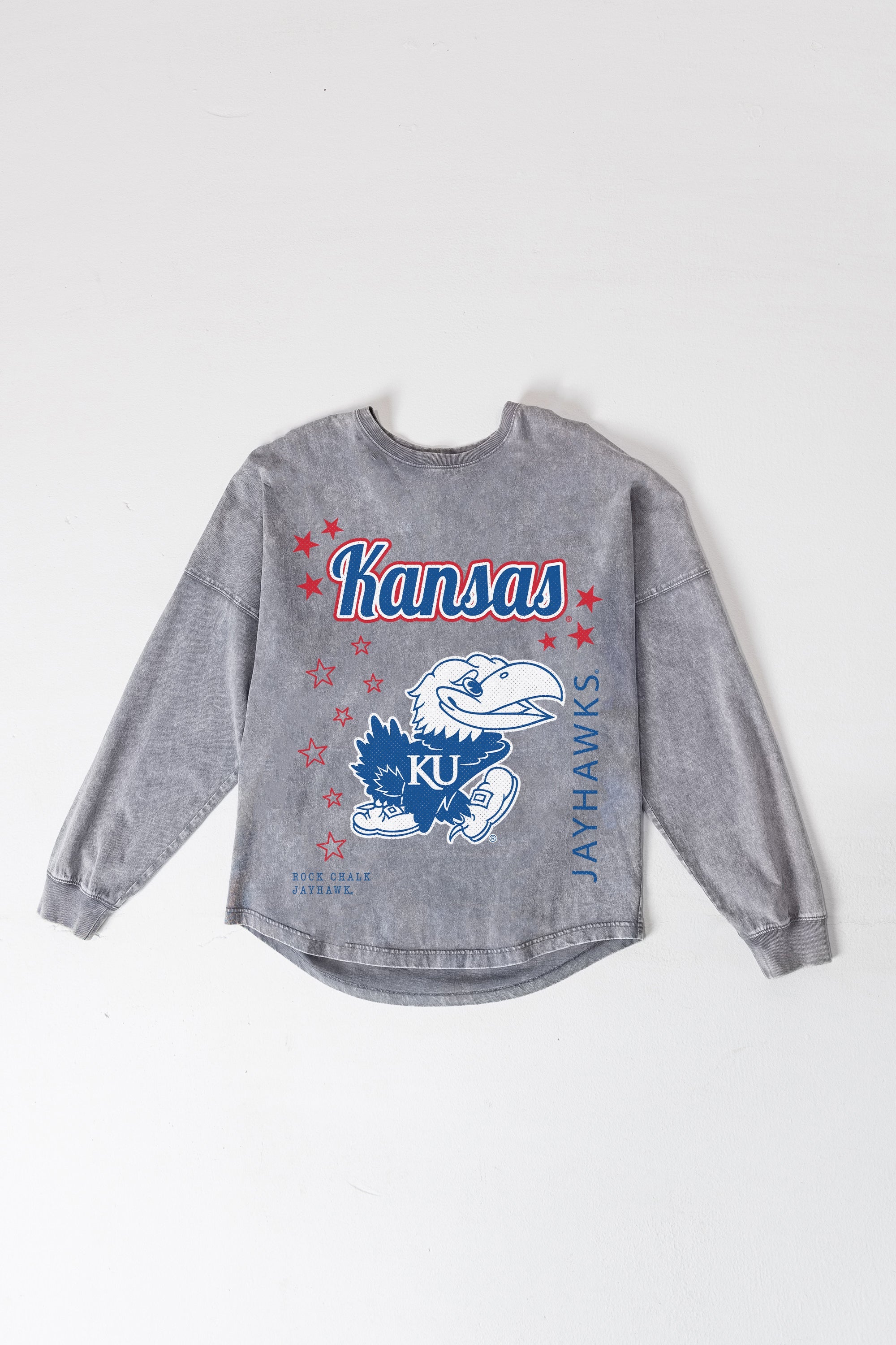 KANSAS JAYHAWKS STARBOUND OVERSIZED LONG SLEEVE SNOW WASH TEE