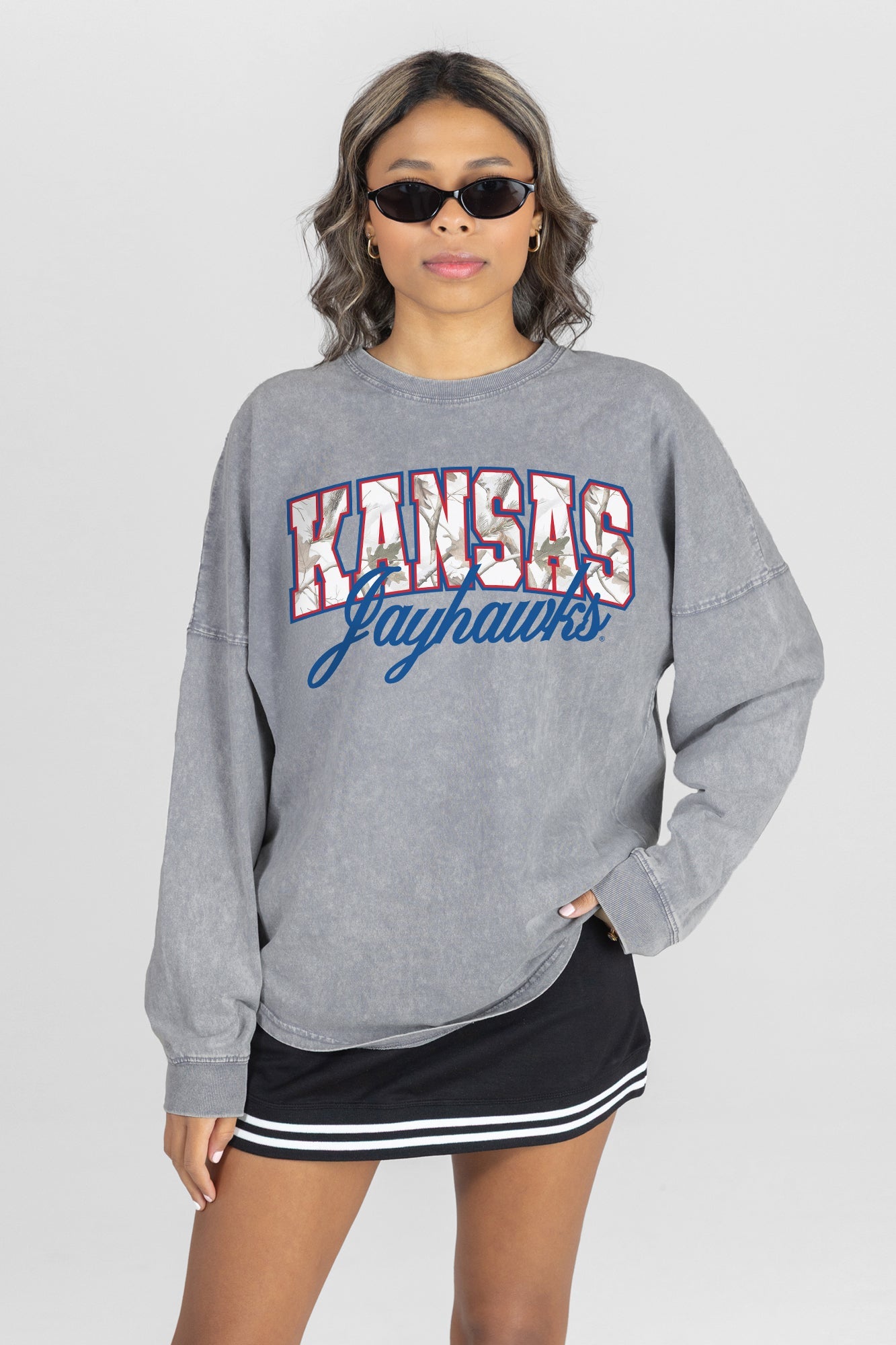 KANSAS JAYHAWKS ON THE HUNT FADED WASH PULLOVER