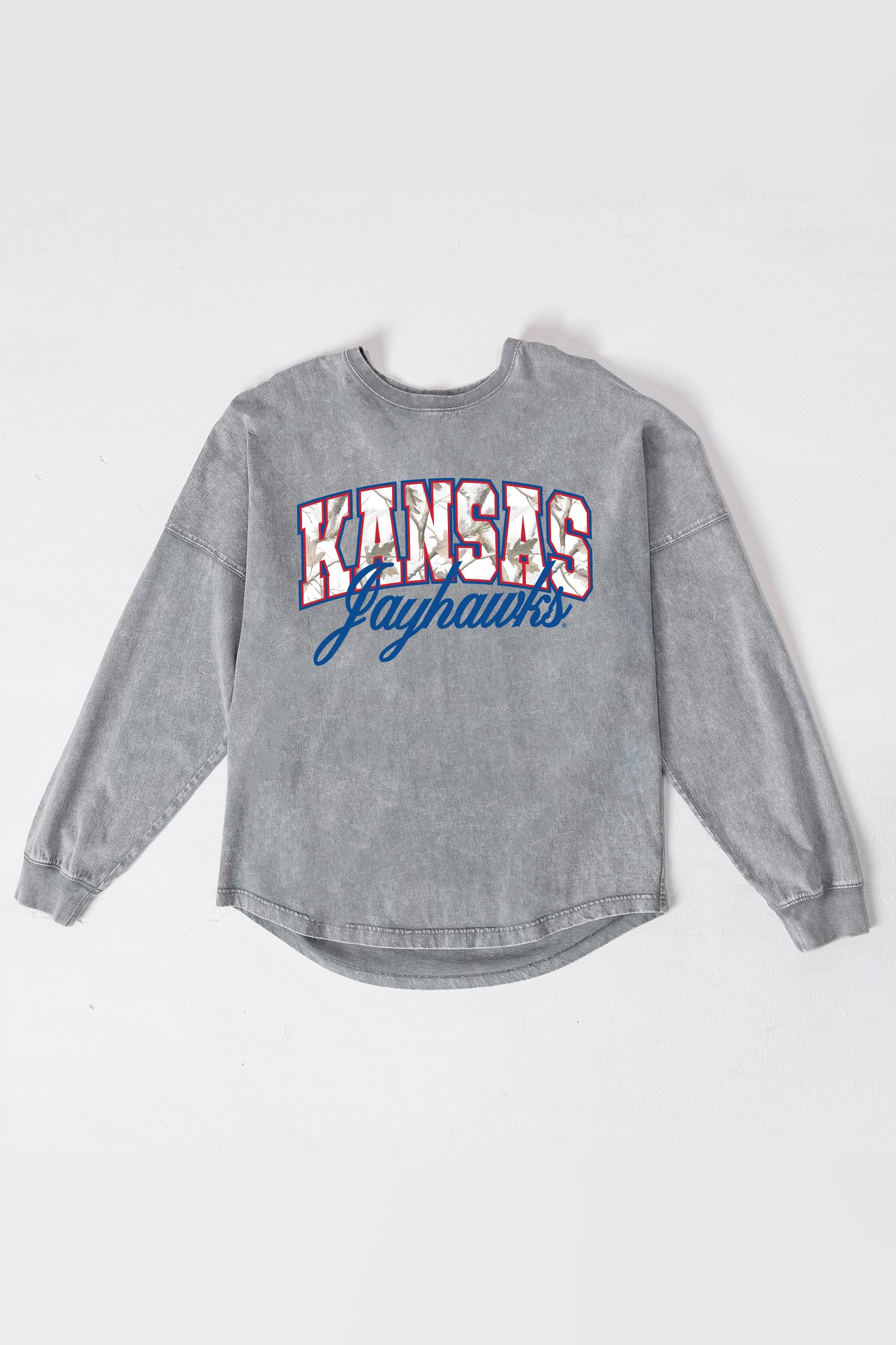 KANSAS JAYHAWKS ON THE HUNT FADED WASH PULLOVER
