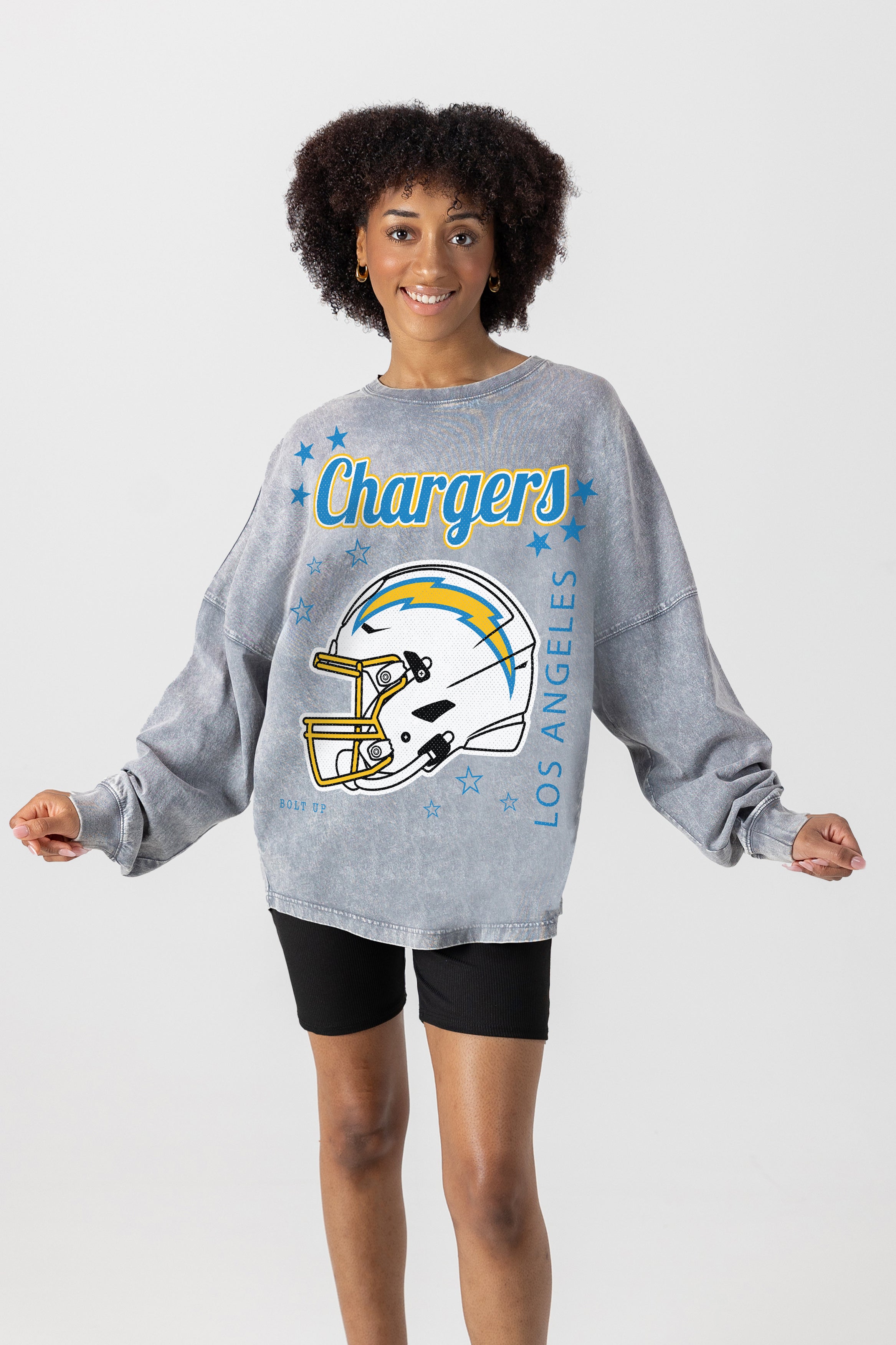 LOS ANGELES CHARGERS STARBOUND OVERSIZED LONG SLEEVE SNOW WASH TEE