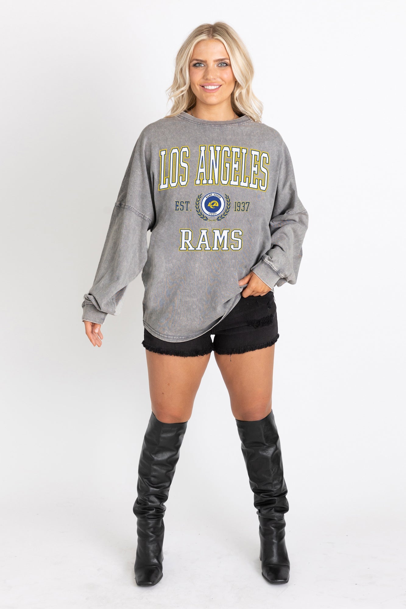 LOS ANGELES RAMS FINAL SCORE FADED WASH PULLOVER