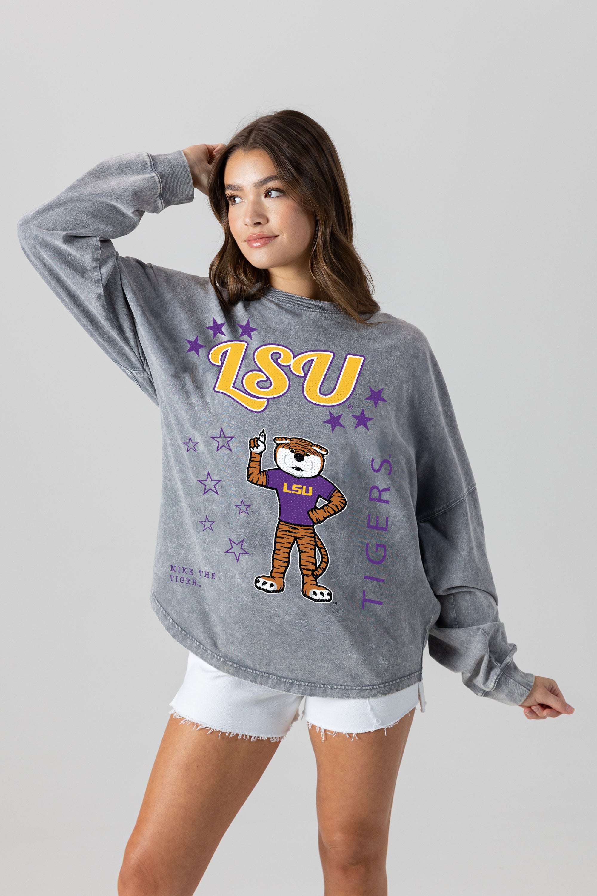 LSU TIGERS STARBOUND OVERSIZED LONG SLEEVE SNOW WASH TEE