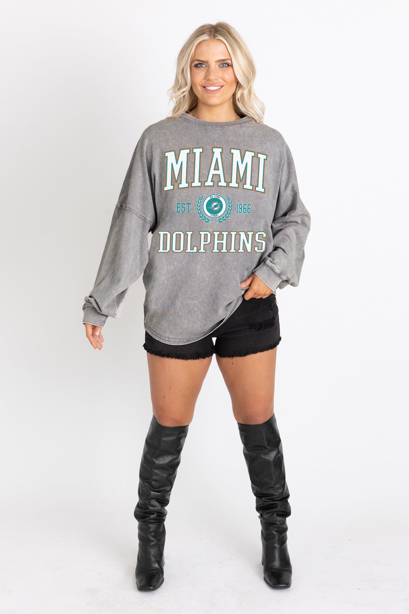 MIAMI DOLPHINS FINAL SCORE FADED WASH PULLOVER