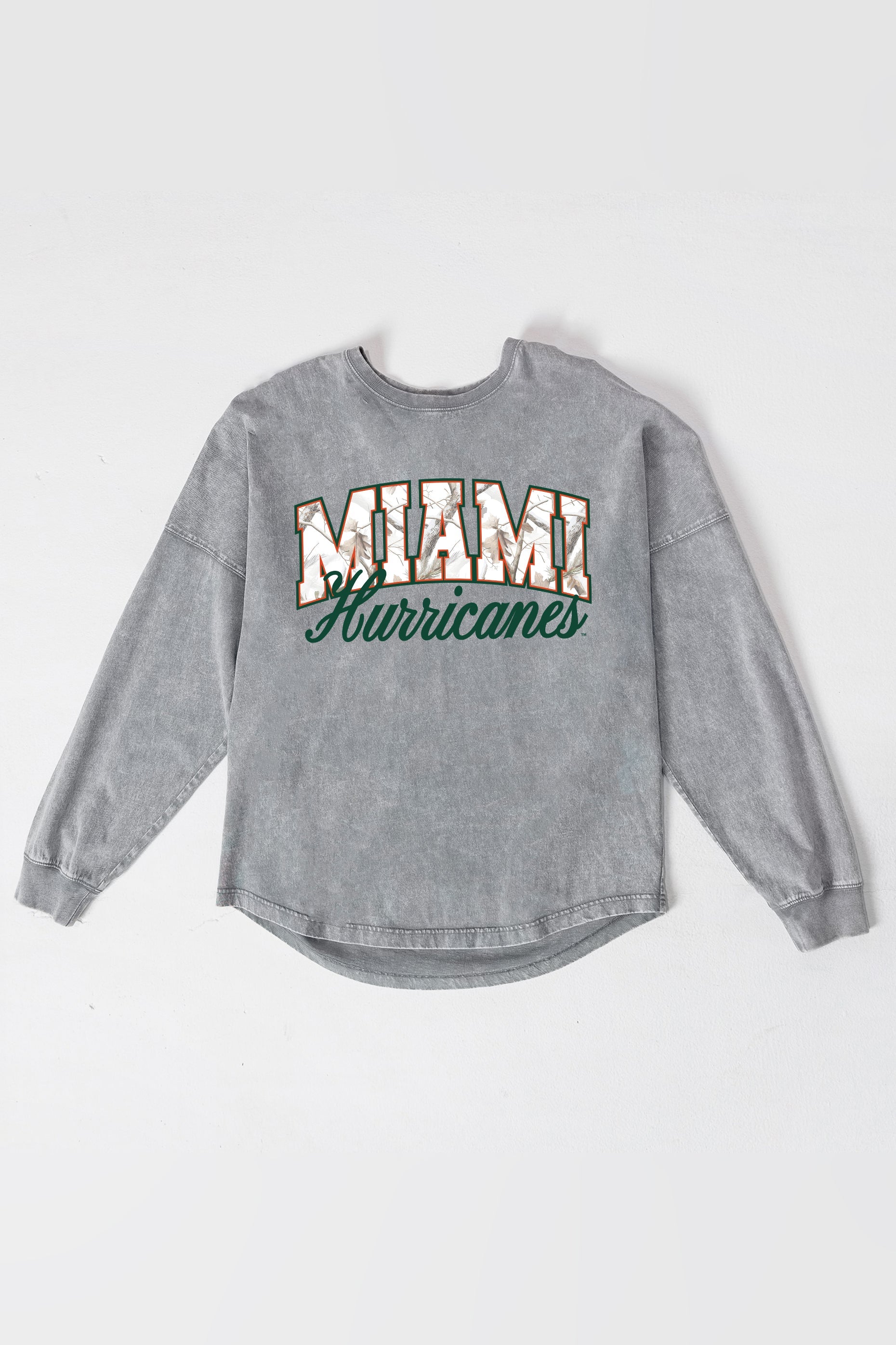 MIAMI HURRICANES ON THE HUNT FADED WASH PULLOVER