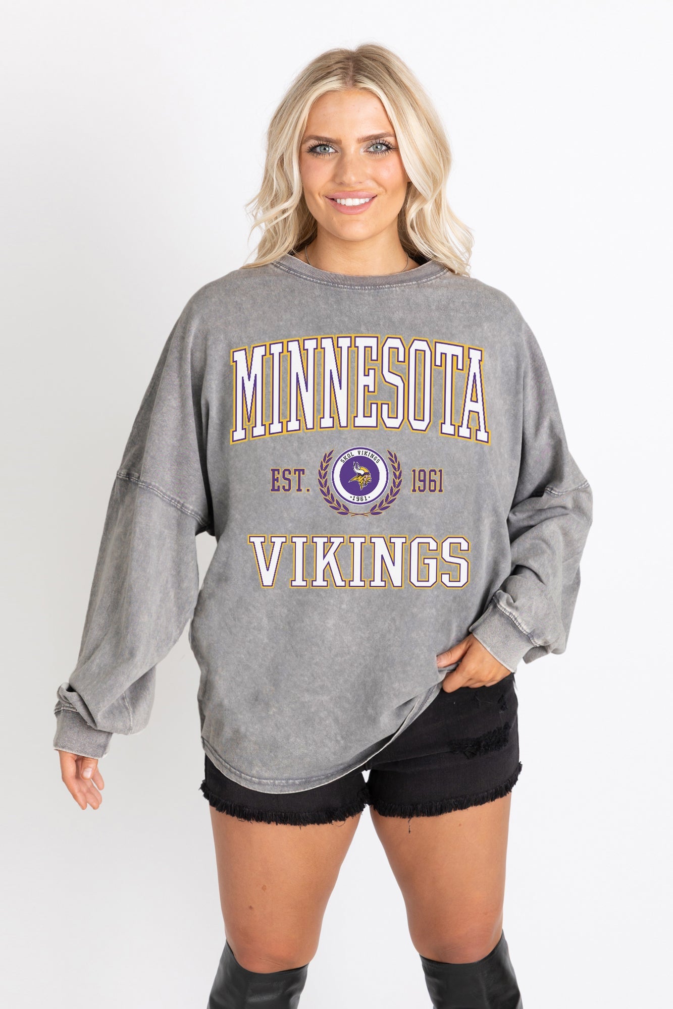 MINNESOTA VIKINGS FINAL SCORE FADED WASH PULLOVER