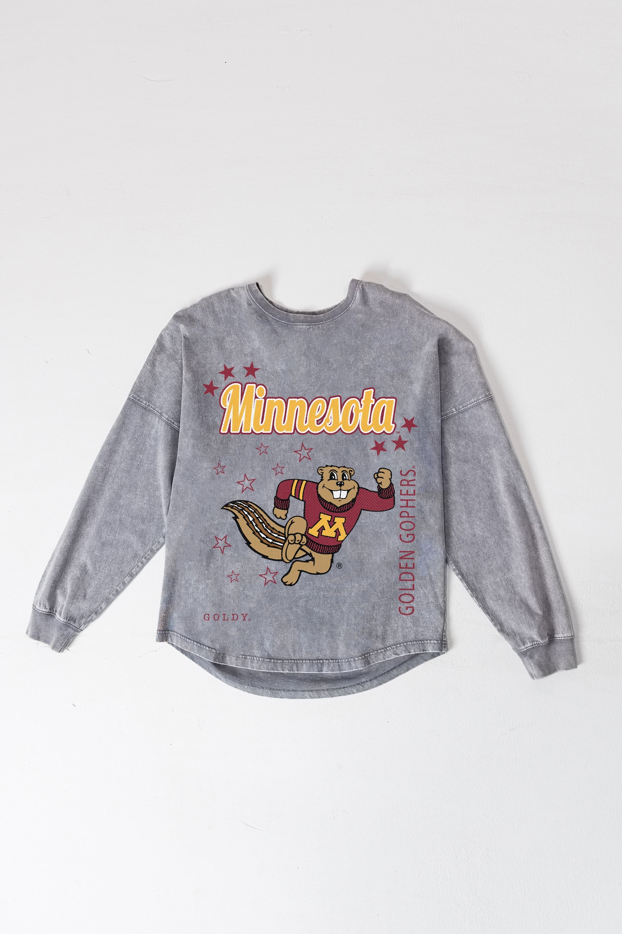 MINNESOTA GOLDEN GOPHERS STARBOUND OVERSIZED LONG SLEEVE SNOW WASH TEE