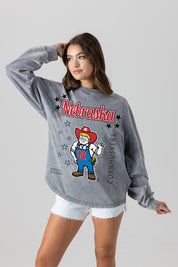 NEBRASKA CORNHUSKERS STARBOUND OVERSIZED LONG SLEEVE SNOW WASH TEE