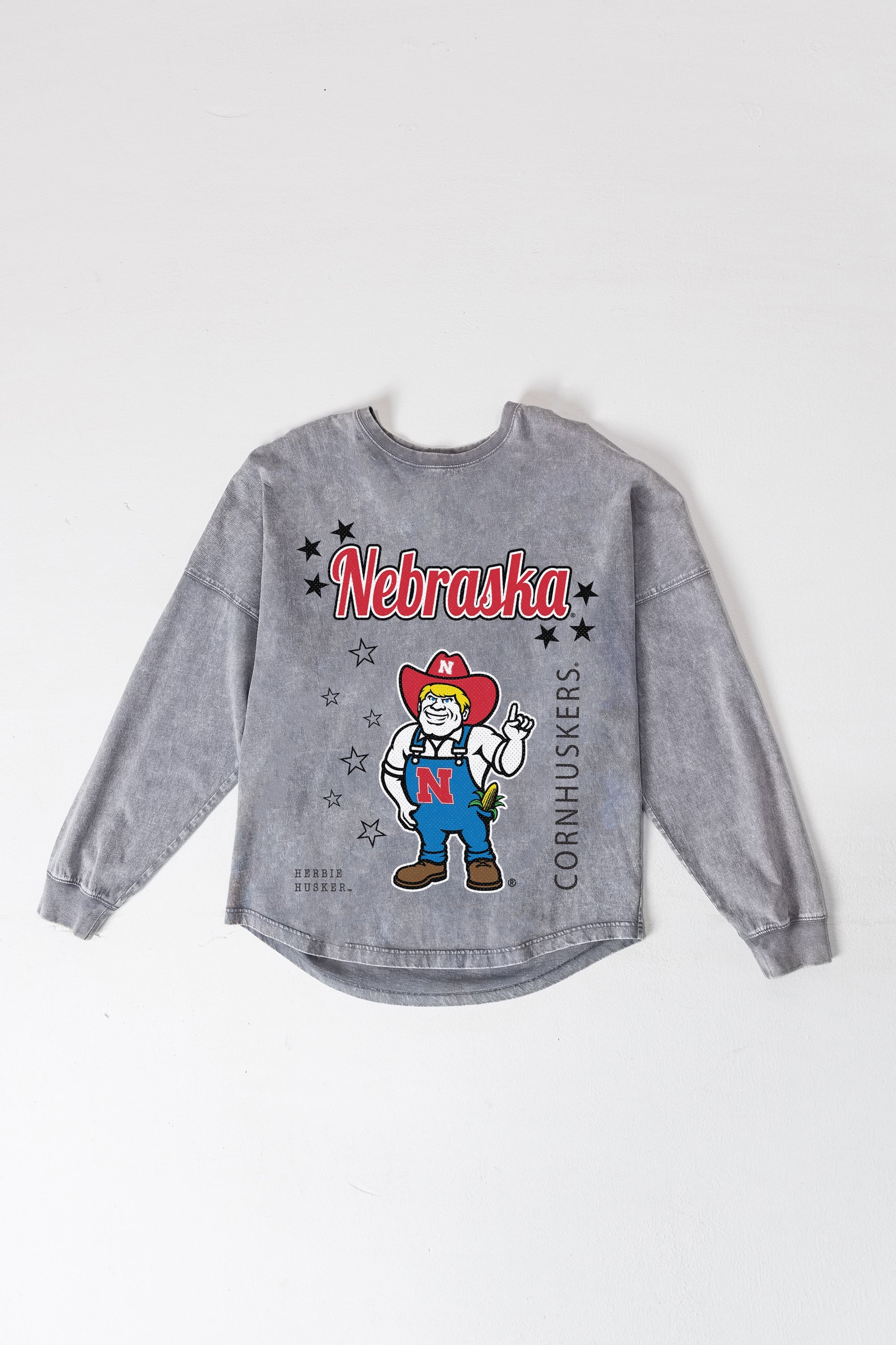NEBRASKA CORNHUSKERS STARBOUND OVERSIZED LONG SLEEVE SNOW WASH TEE