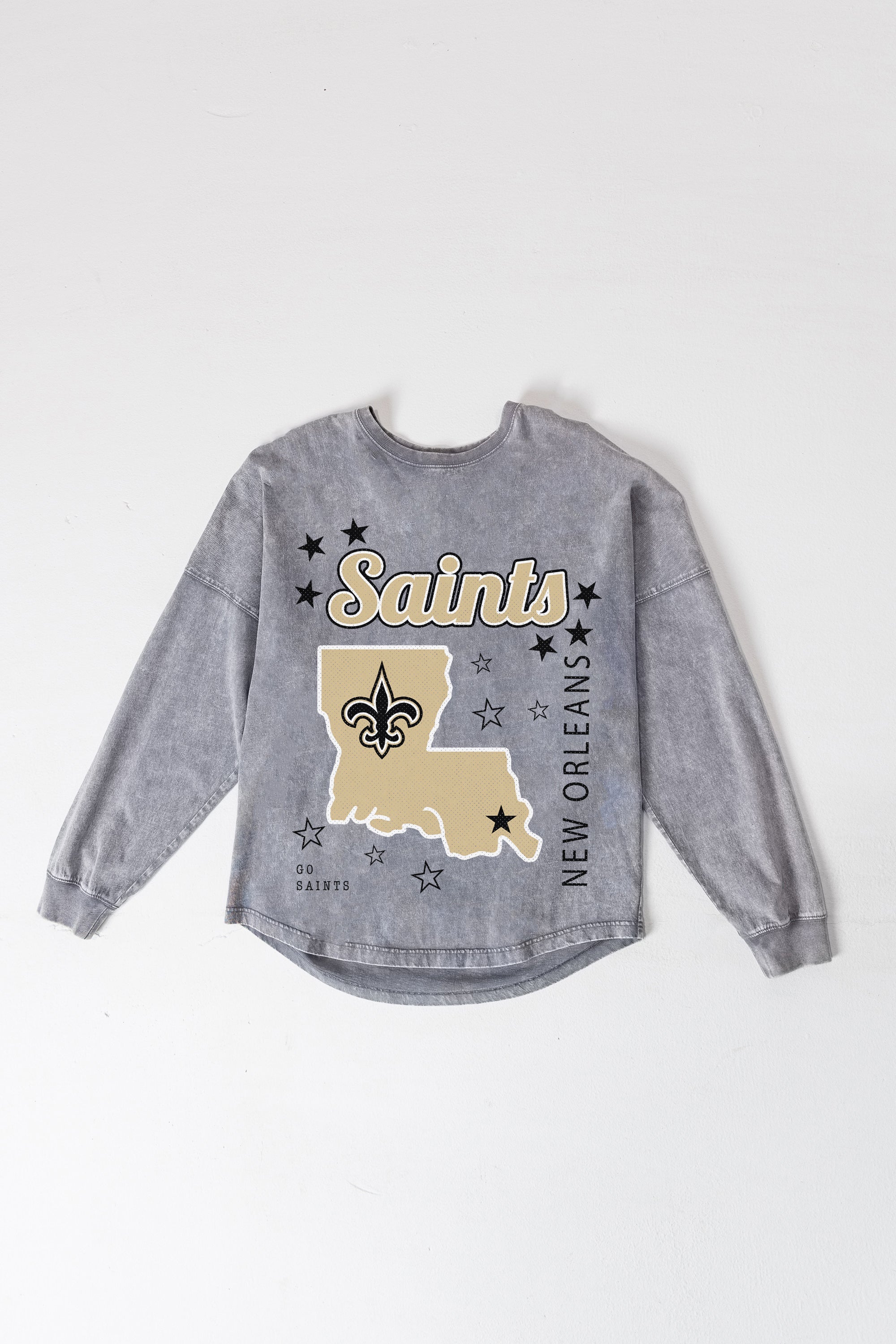 NEW ORLEANS SAINTS STARBOUND OVERSIZED LONG SLEEVE SNOW WASH TEE