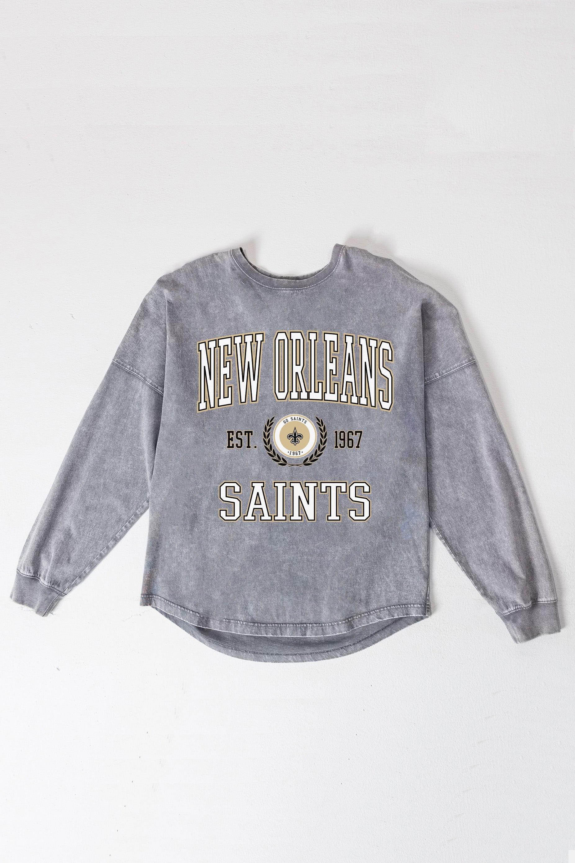 NEW ORLEANS SAINTS FINAL SCORE FADED WASH PULLOVER