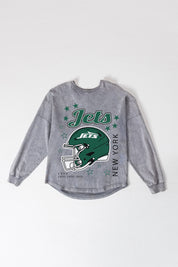NEW YORK JETS STARBOUND OVERSIZED LONG SLEEVE SNOW WASH TEE