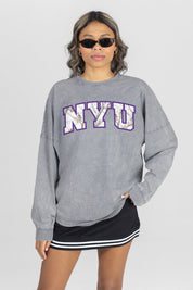 NEW YORK UNIVERSITY VIOLETS ON THE HUNT FADED WASH PULLOVER
