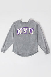 NEW YORK UNIVERSITY VIOLETS ON THE HUNT FADED WASH PULLOVER