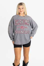 OKLAHOMA SOONERS FINAL SCORE FADED WASH PULLOVER