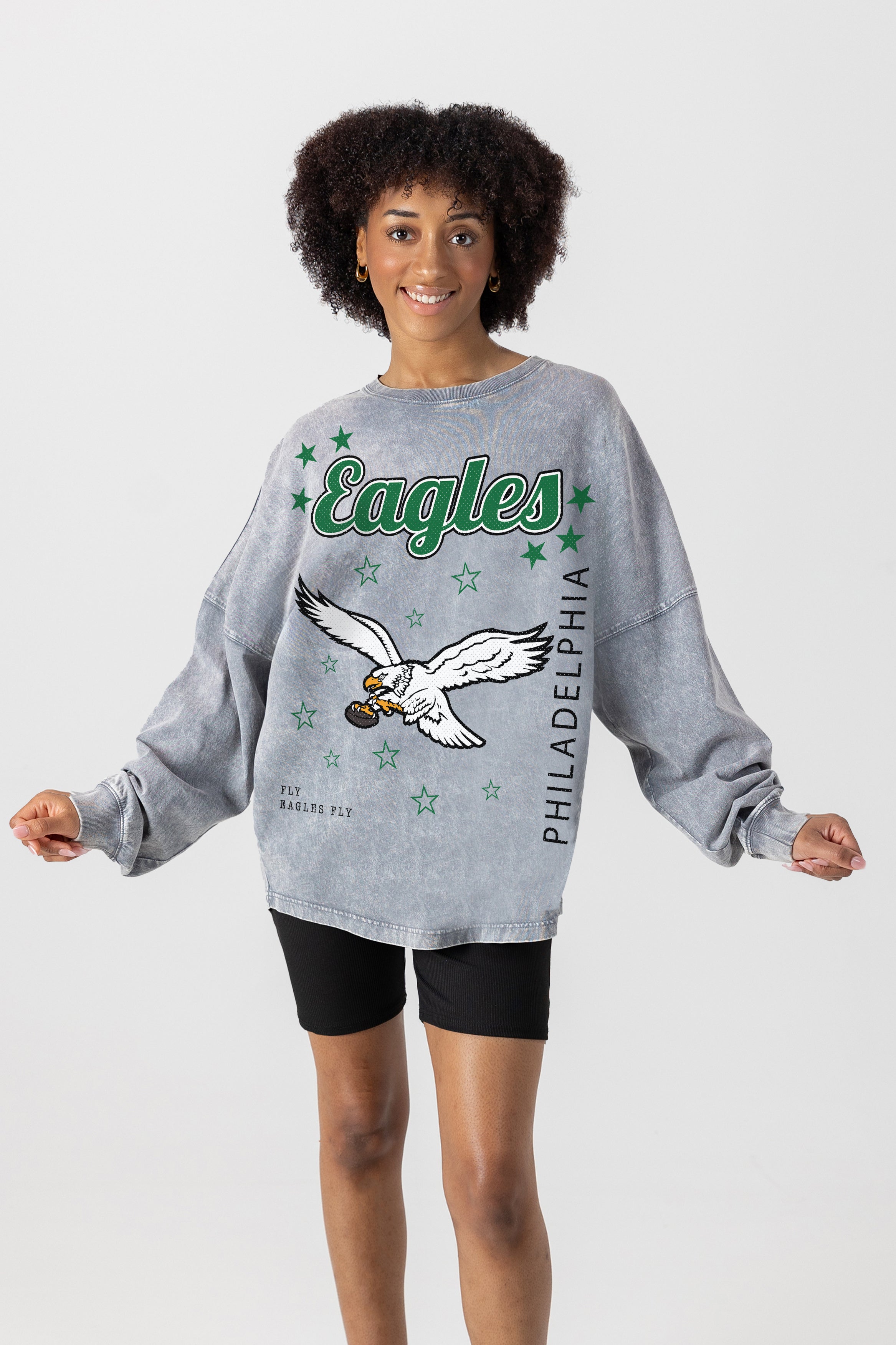 PHILADELPHIA EAGLES STARBOUND OVERSIZED LONG SLEEVE SNOW WASH TEE