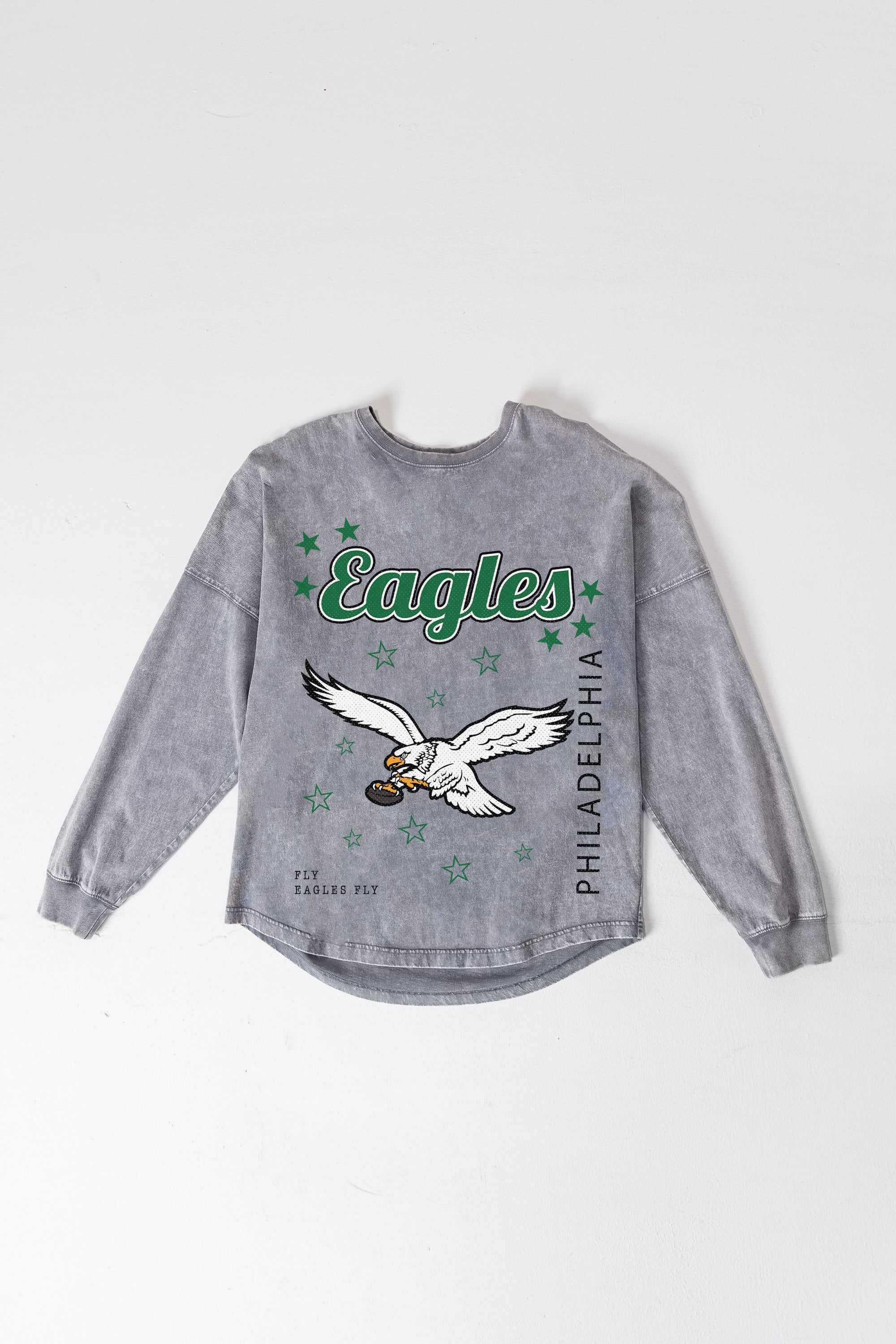 PHILADELPHIA EAGLES STARBOUND OVERSIZED LONG SLEEVE SNOW WASH TEE