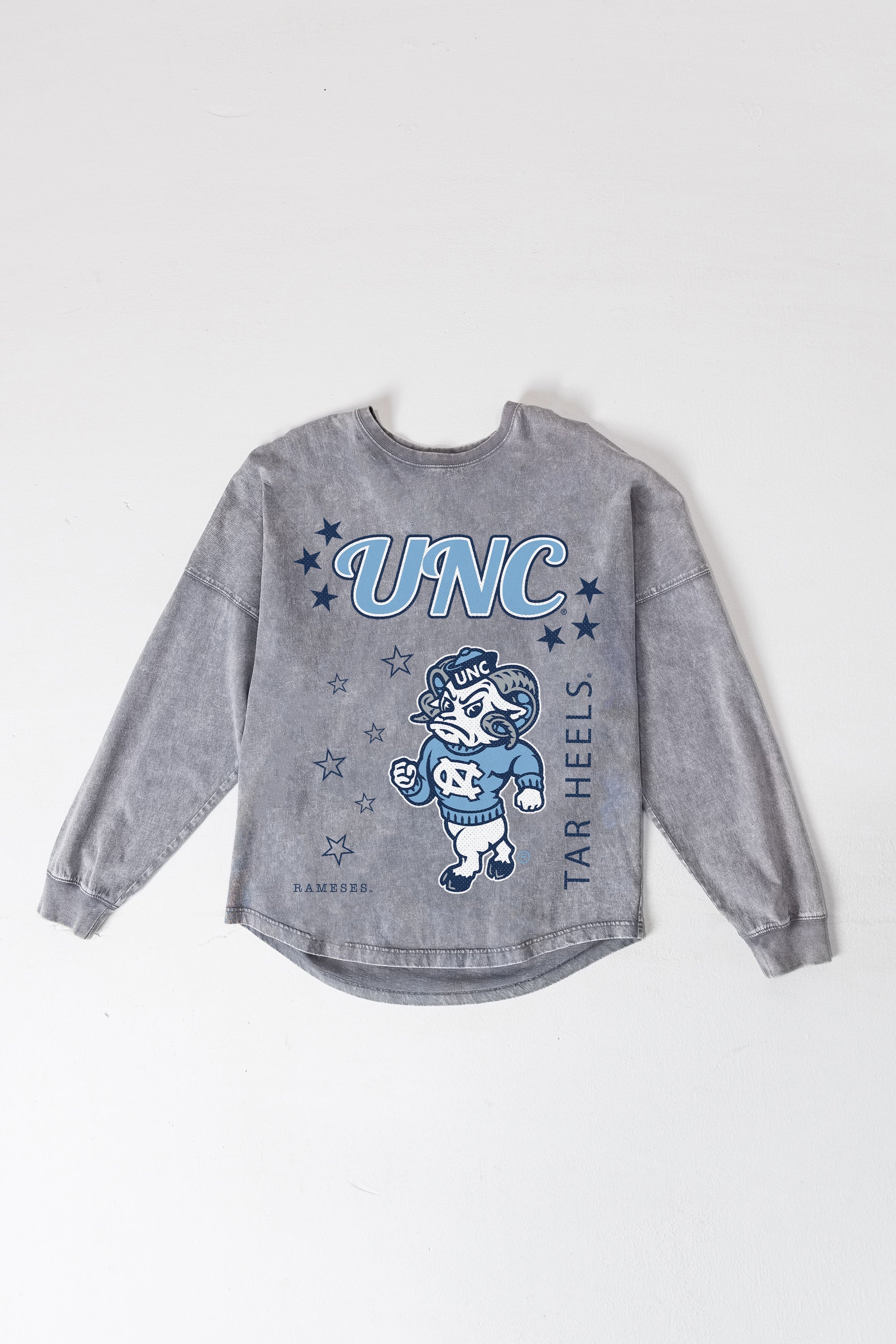 NORTH CAROLINA TAR HEELS STARBOUND OVERSIZED LONG SLEEVE SNOW WASH TEE