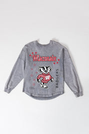 WISCONSIN BADGERS STARBOUND OVERSIZED LONG SLEEVE SNOW WASH TEE