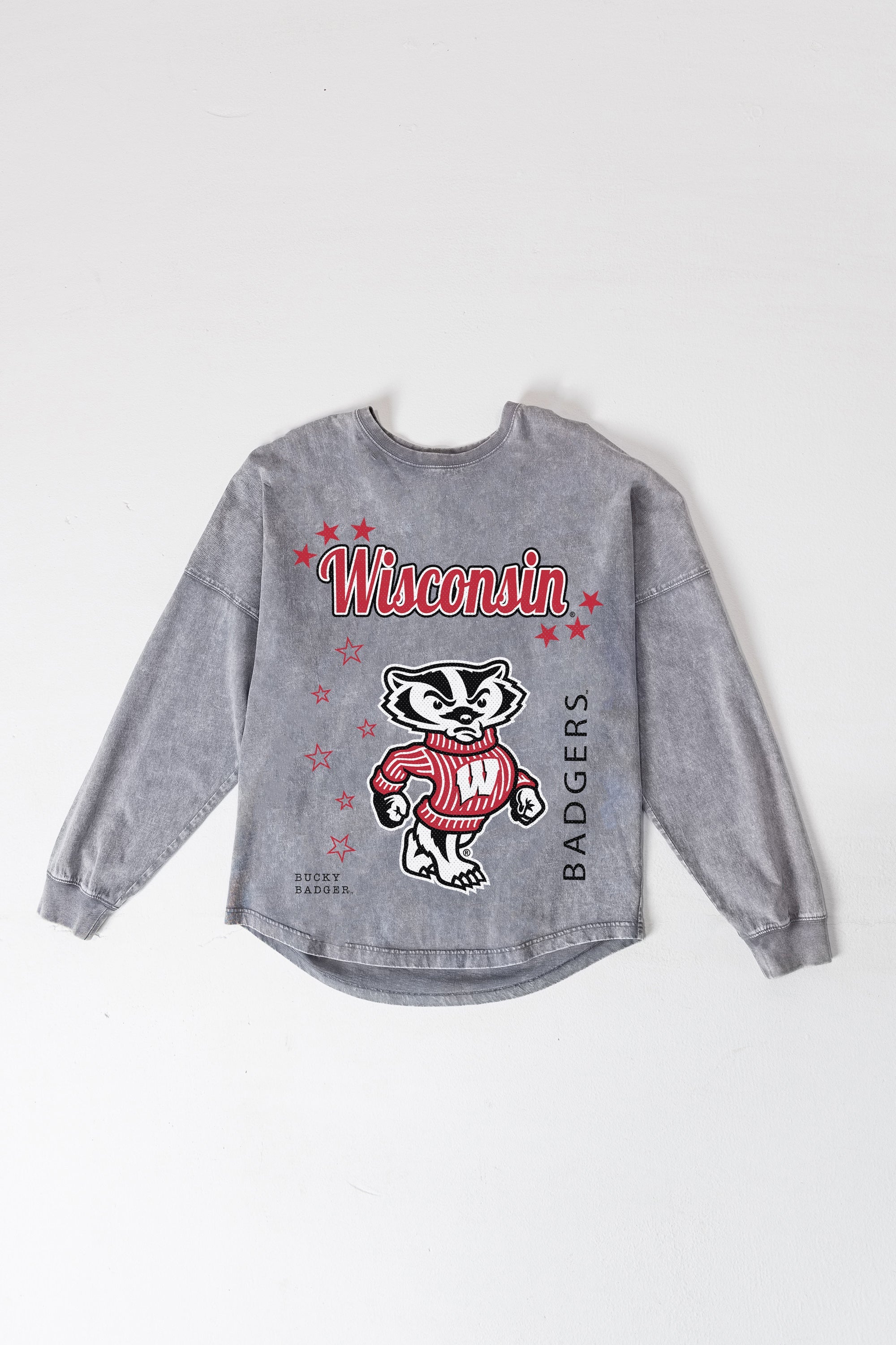 WISCONSIN BADGERS STARBOUND OVERSIZED LONG SLEEVE SNOW WASH TEE