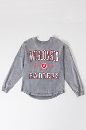 WISCONSIN BADGERS FINAL SCORE FADED WASH PULLOVER