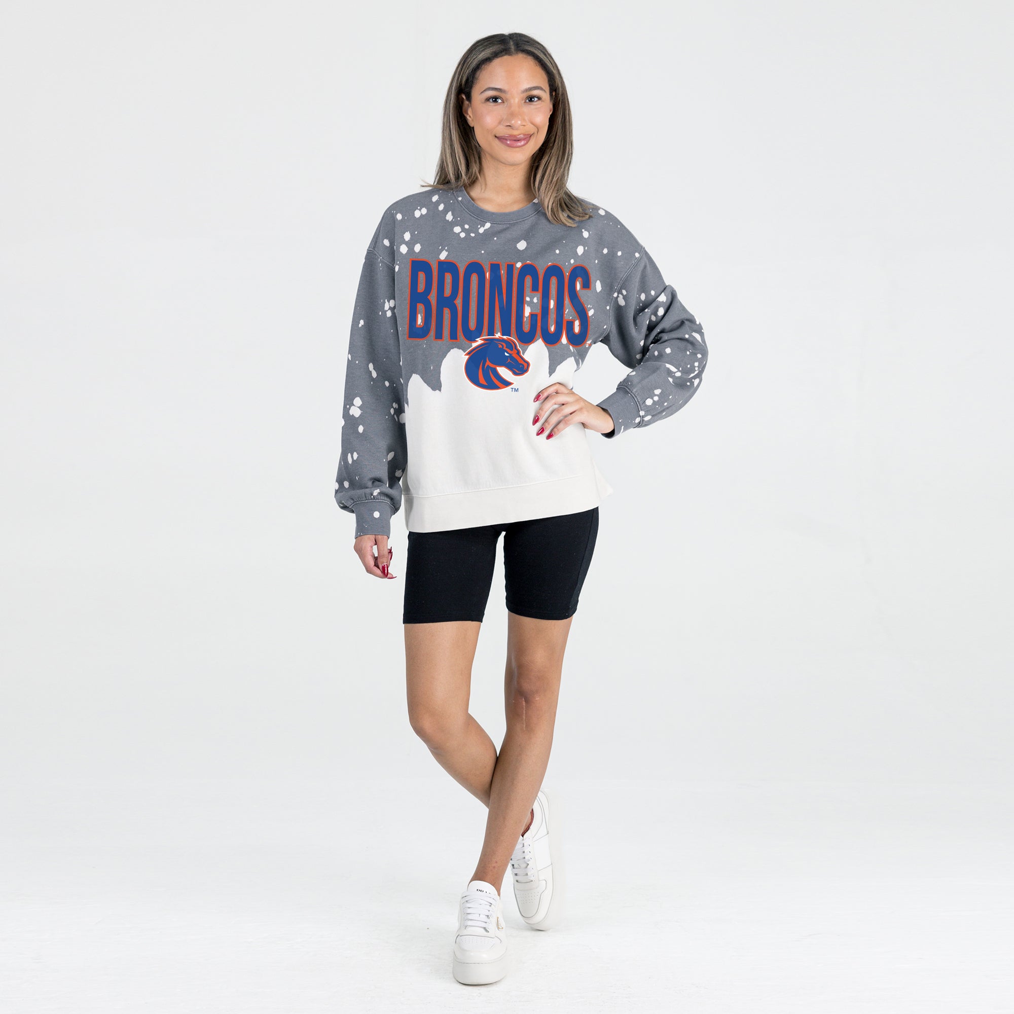 BOISE STATE BRONCOS CASUAL FAN LONG-SLEEVE FRENCH TERRY PULLOVER