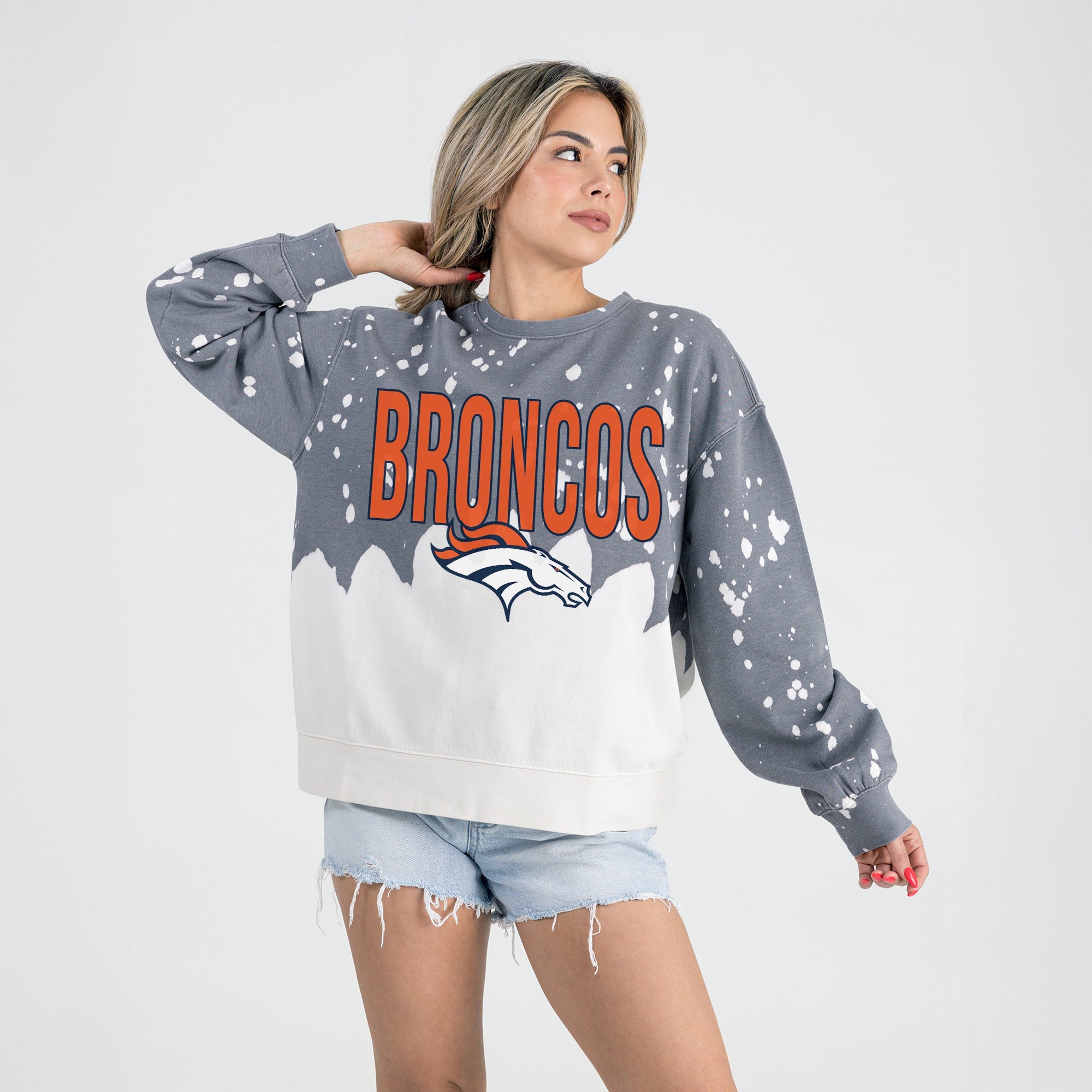 DENVER BRONCOS CASUAL FAN LONG-SLEEVE FRENCH TERRY PULLOVER