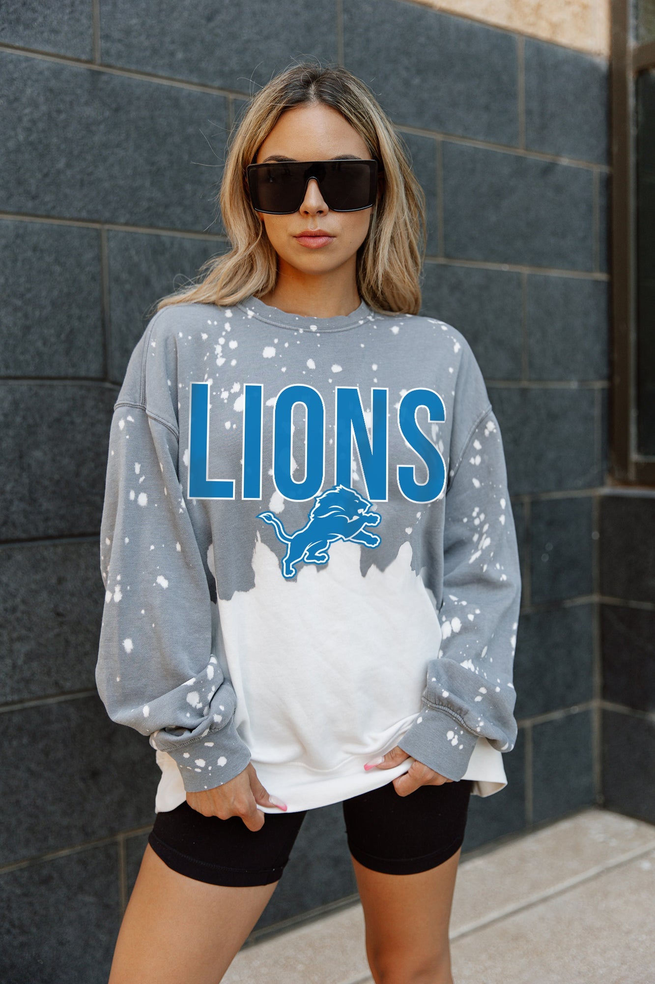 DETROIT LIONS CASUAL FAN LONG-SLEEVE FRENCH TERRY PULLOVER