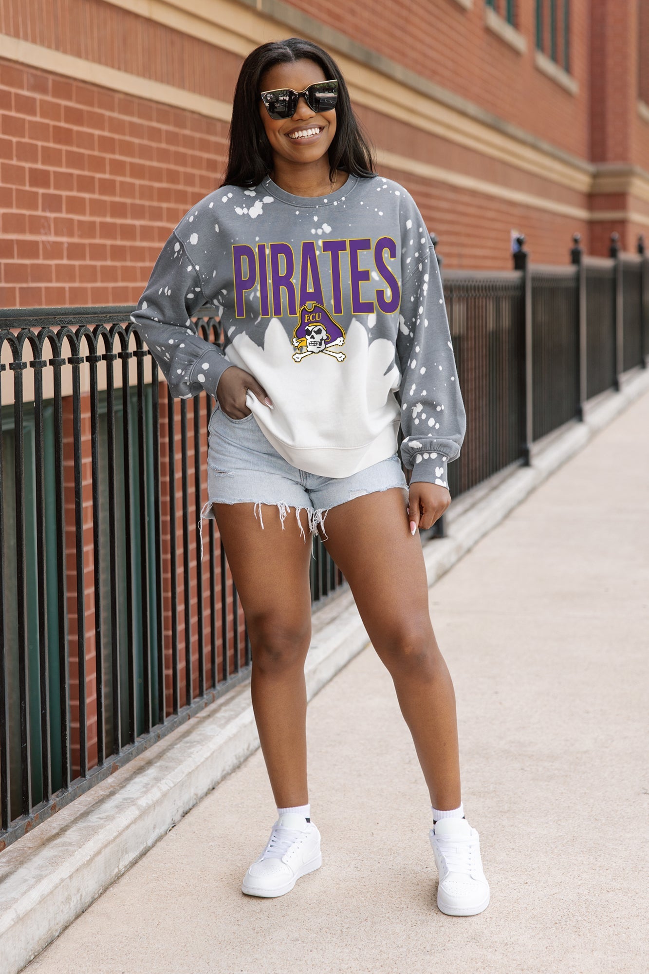 EAST CAROLINA PIRATES CASUAL FAN LONG-SLEEVE FRENCH TERRY PULLOVER