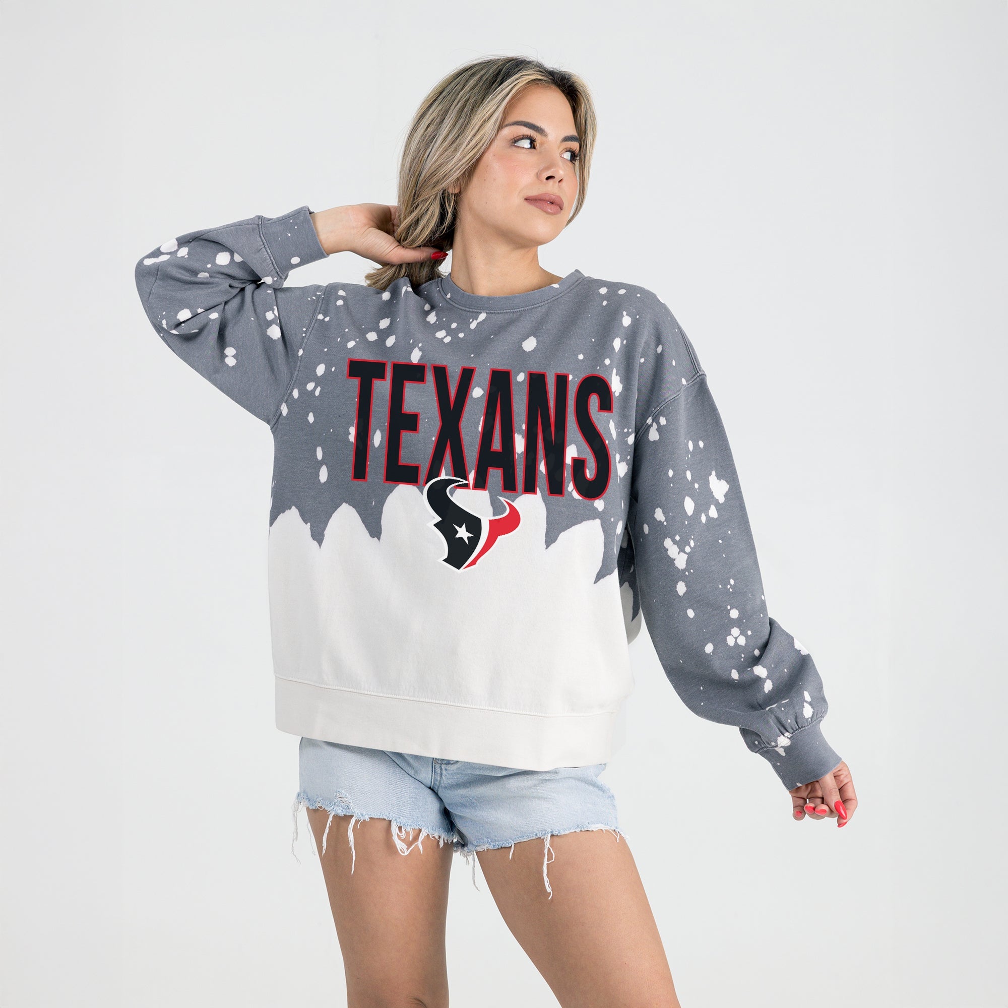 HOUSTON TEXANS CASUAL FAN LONG-SLEEVE FRENCH TERRY PULLOVER