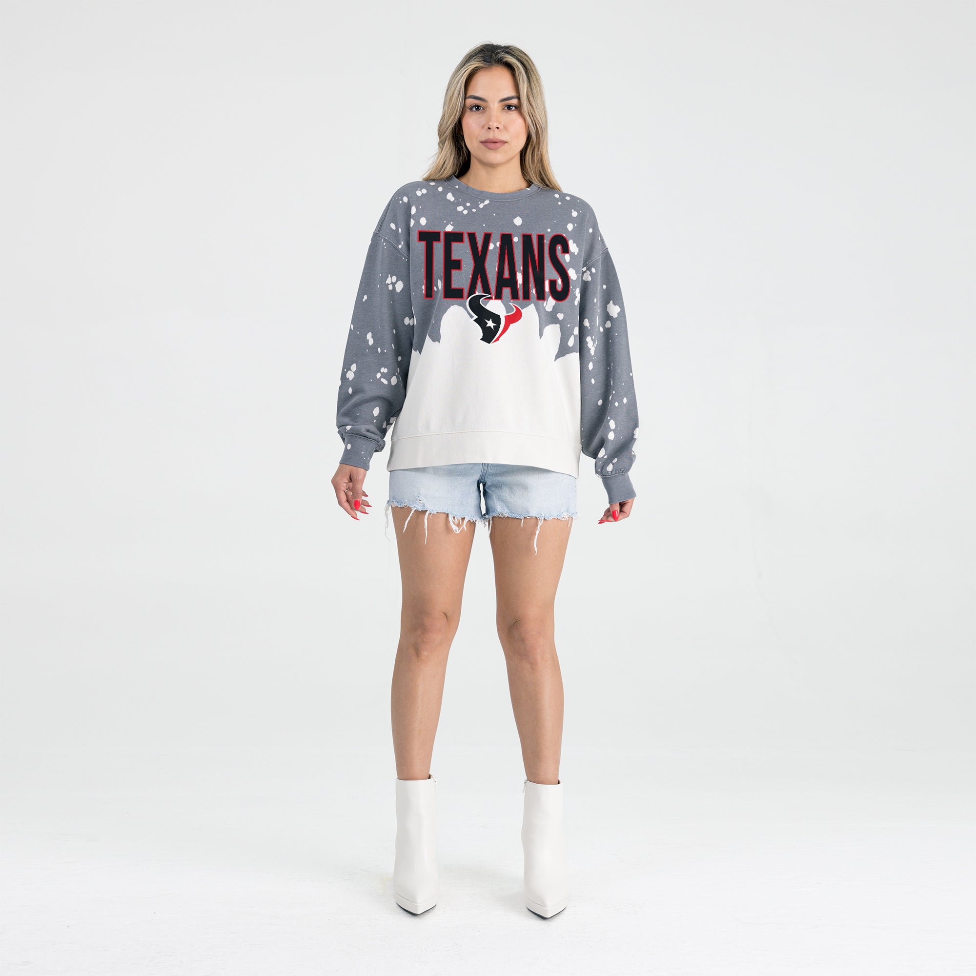 HOUSTON TEXANS CASUAL FAN LONG-SLEEVE FRENCH TERRY PULLOVER